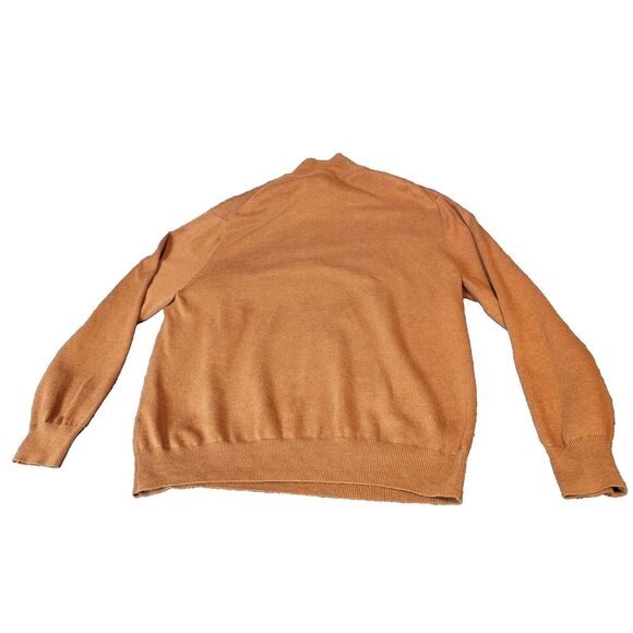 Jos A Bank 1/4 Zip Collared Knit Sweater Men Sz L Orange Pima Cotton Preppy Work - Picture 3 of 8